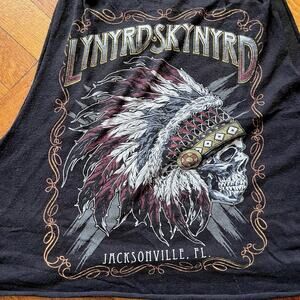 Lynyrd Skynyrd Black Crop T Shirt Jacksonville Florida Slashed Sleeveless Skull